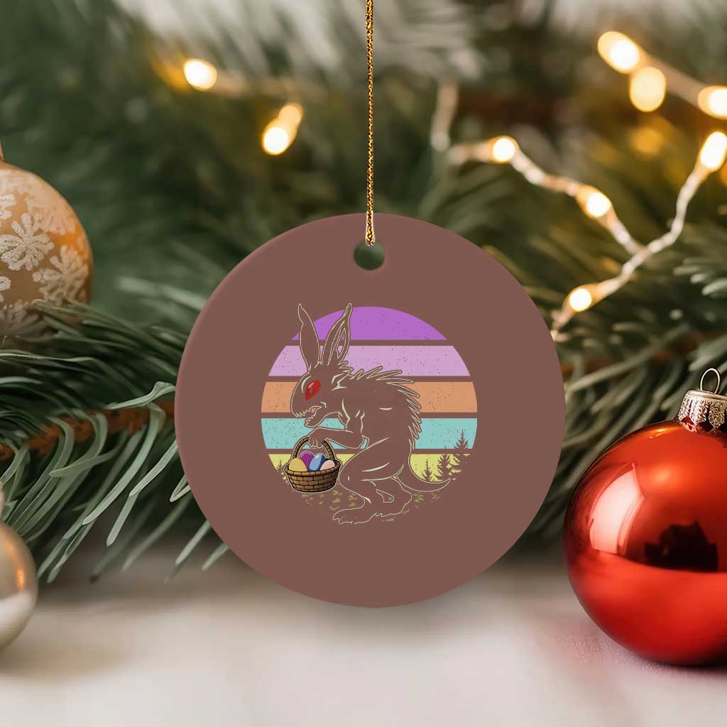 Retro Sunset Chupacabra Easter Egg Hunt Ceramic Ornament Cryptid Lover Gift