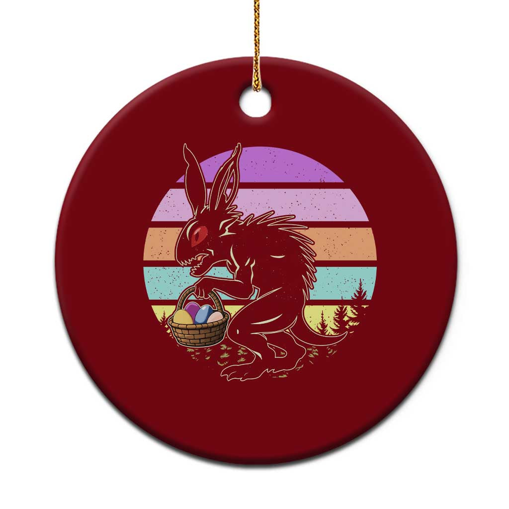 Retro Sunset Chupacabra Easter Egg Hunt Ceramic Ornament Cryptid Lover Gift