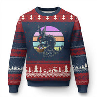 Retro Sunset Chupacabra Easter Egg Hunt Ugly Christmas Sweater Cryptid Lover Gift
