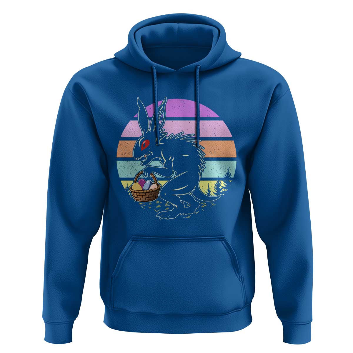 Retro Sunset Chupacabra Easter Egg Hunt Hoodie Cryptid Lover Gift