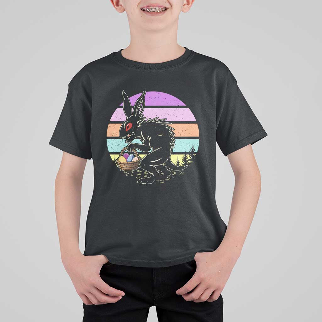 Retro Sunset Chupacabra Easter Egg Hunt T Shirt For Kid Cryptid Lover Gift