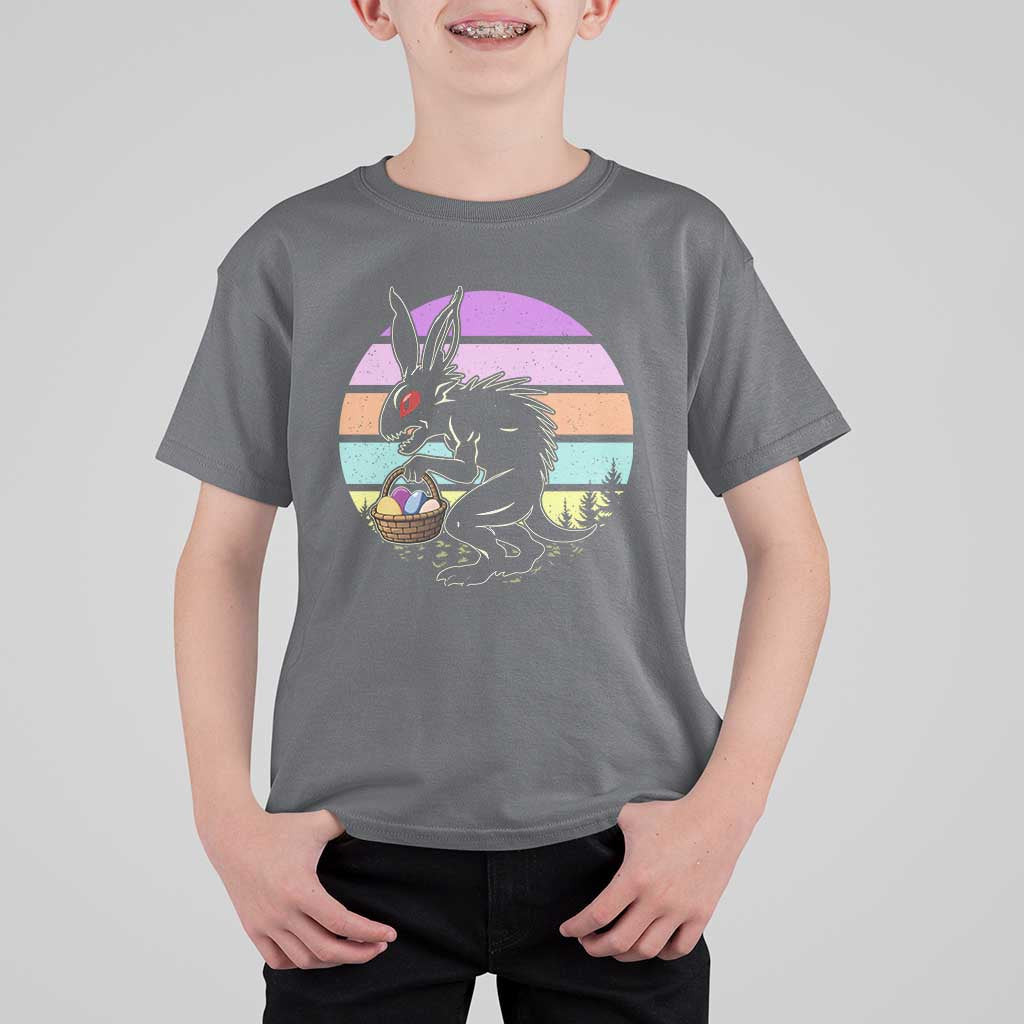 Retro Sunset Chupacabra Easter Egg Hunt T Shirt For Kid Cryptid Lover Gift