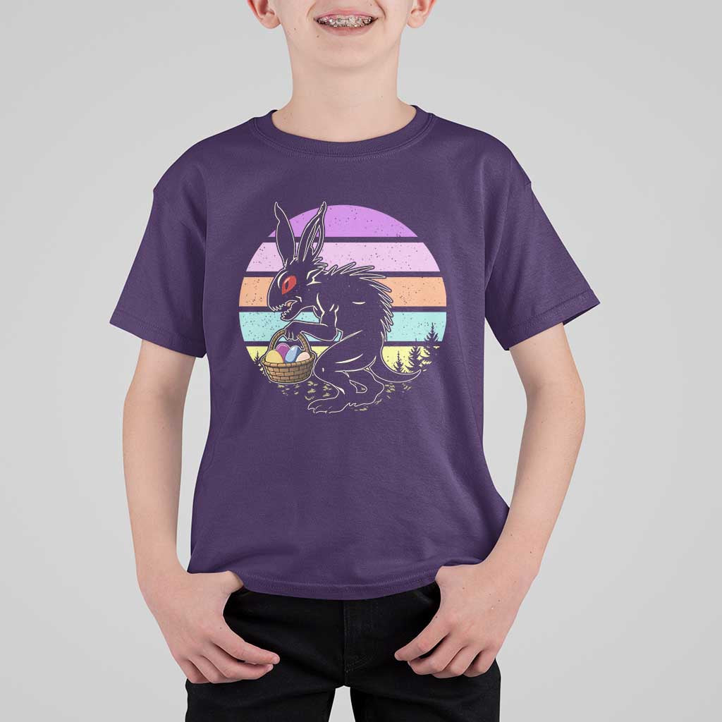 Retro Sunset Chupacabra Easter Egg Hunt T Shirt For Kid Cryptid Lover Gift