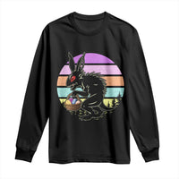 Retro Sunset Chupacabra Easter Egg Hunt Long Sleeve Shirt Cryptid Lover Gift