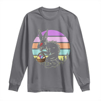 Retro Sunset Chupacabra Easter Egg Hunt Long Sleeve Shirt Cryptid Lover Gift