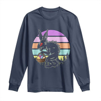 Retro Sunset Chupacabra Easter Egg Hunt Long Sleeve Shirt Cryptid Lover Gift