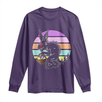 Retro Sunset Chupacabra Easter Egg Hunt Long Sleeve Shirt Cryptid Lover Gift