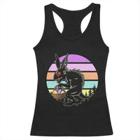 Retro Sunset Chupacabra Easter Egg Hunt Racerback Tank Top Cryptid Lover Gift