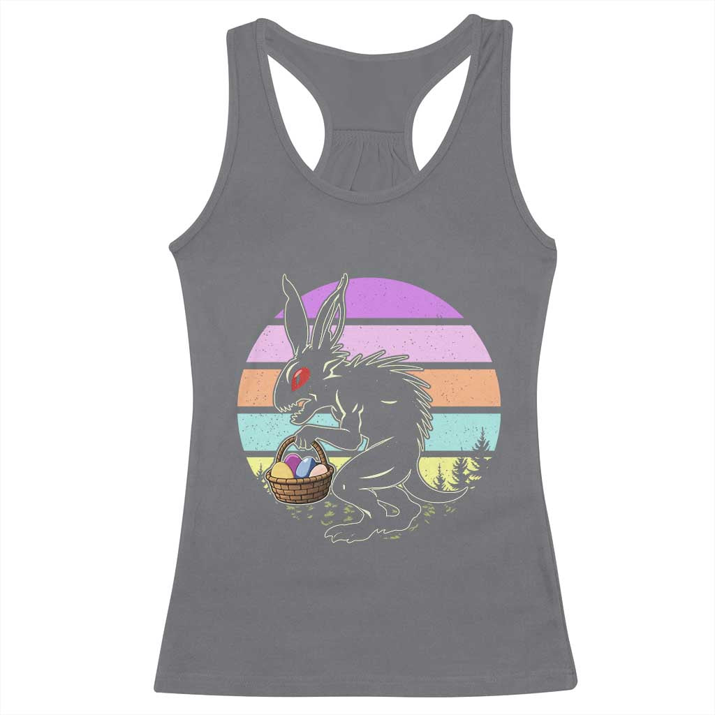 Retro Sunset Chupacabra Easter Egg Hunt Racerback Tank Top Cryptid Lover Gift