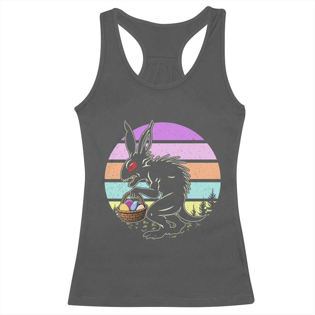 Retro Sunset Chupacabra Easter Egg Hunt Racerback Tank Top Cryptid Lover Gift
