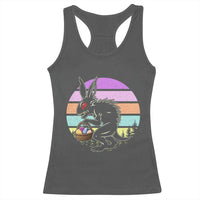 Retro Sunset Chupacabra Easter Egg Hunt Racerback Tank Top Cryptid Lover Gift