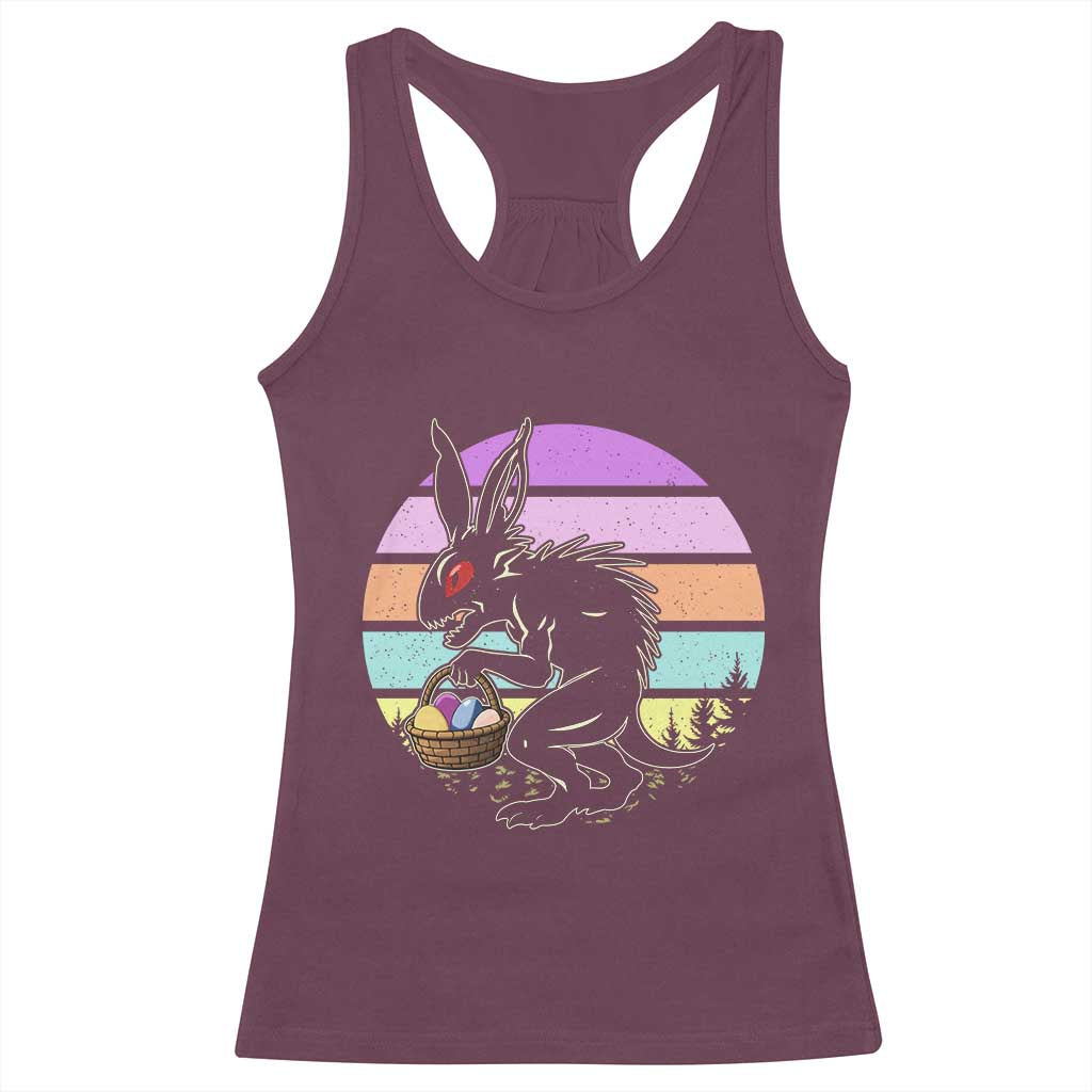 Retro Sunset Chupacabra Easter Egg Hunt Racerback Tank Top Cryptid Lover Gift