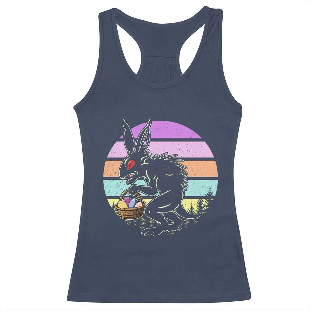 Retro Sunset Chupacabra Easter Egg Hunt Racerback Tank Top Cryptid Lover Gift