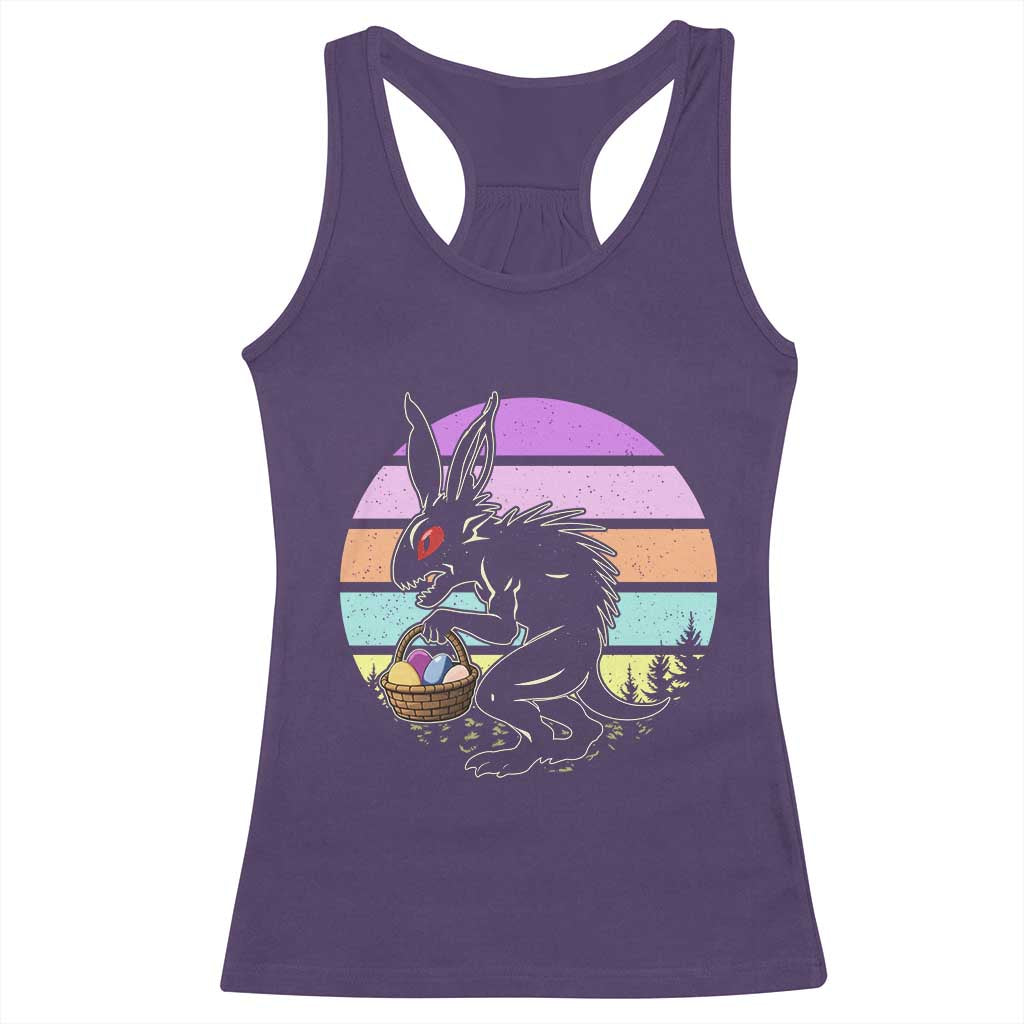 Retro Sunset Chupacabra Easter Egg Hunt Racerback Tank Top Cryptid Lover Gift