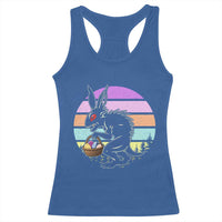 Retro Sunset Chupacabra Easter Egg Hunt Racerback Tank Top Cryptid Lover Gift