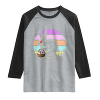 Retro Sunset Chupacabra Easter Egg Hunt Raglan Shirt Cryptid Lover Gift