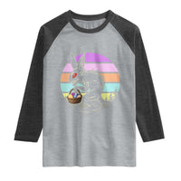 Retro Sunset Chupacabra Easter Egg Hunt Raglan Shirt Cryptid Lover Gift
