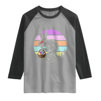 Retro Sunset Chupacabra Easter Egg Hunt Raglan Shirt Cryptid Lover Gift