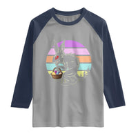 Retro Sunset Chupacabra Easter Egg Hunt Raglan Shirt Cryptid Lover Gift