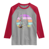 Retro Sunset Chupacabra Easter Egg Hunt Raglan Shirt Cryptid Lover Gift