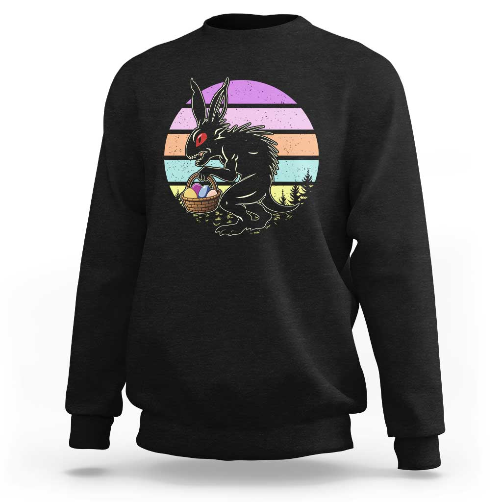 Retro Sunset Chupacabra Easter Egg Hunt Sweatshirt Cryptid Lover Gift