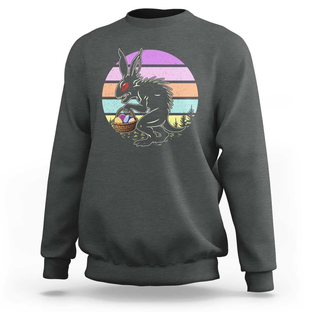 Retro Sunset Chupacabra Easter Egg Hunt Sweatshirt Cryptid Lover Gift