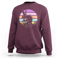 Retro Sunset Chupacabra Easter Egg Hunt Sweatshirt Cryptid Lover Gift