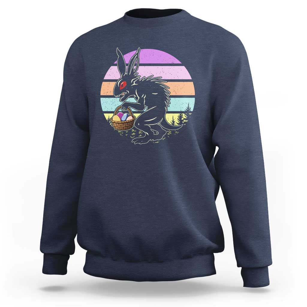 Retro Sunset Chupacabra Easter Egg Hunt Sweatshirt Cryptid Lover Gift