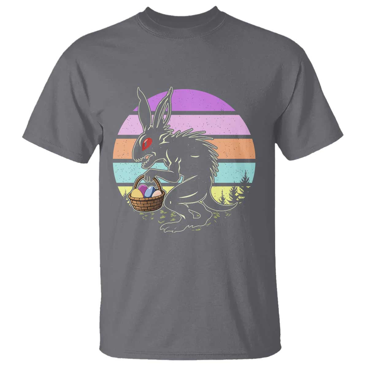 Retro Sunset Chupacabra Easter Egg Hunt T Shirt Cryptid Lover Gift