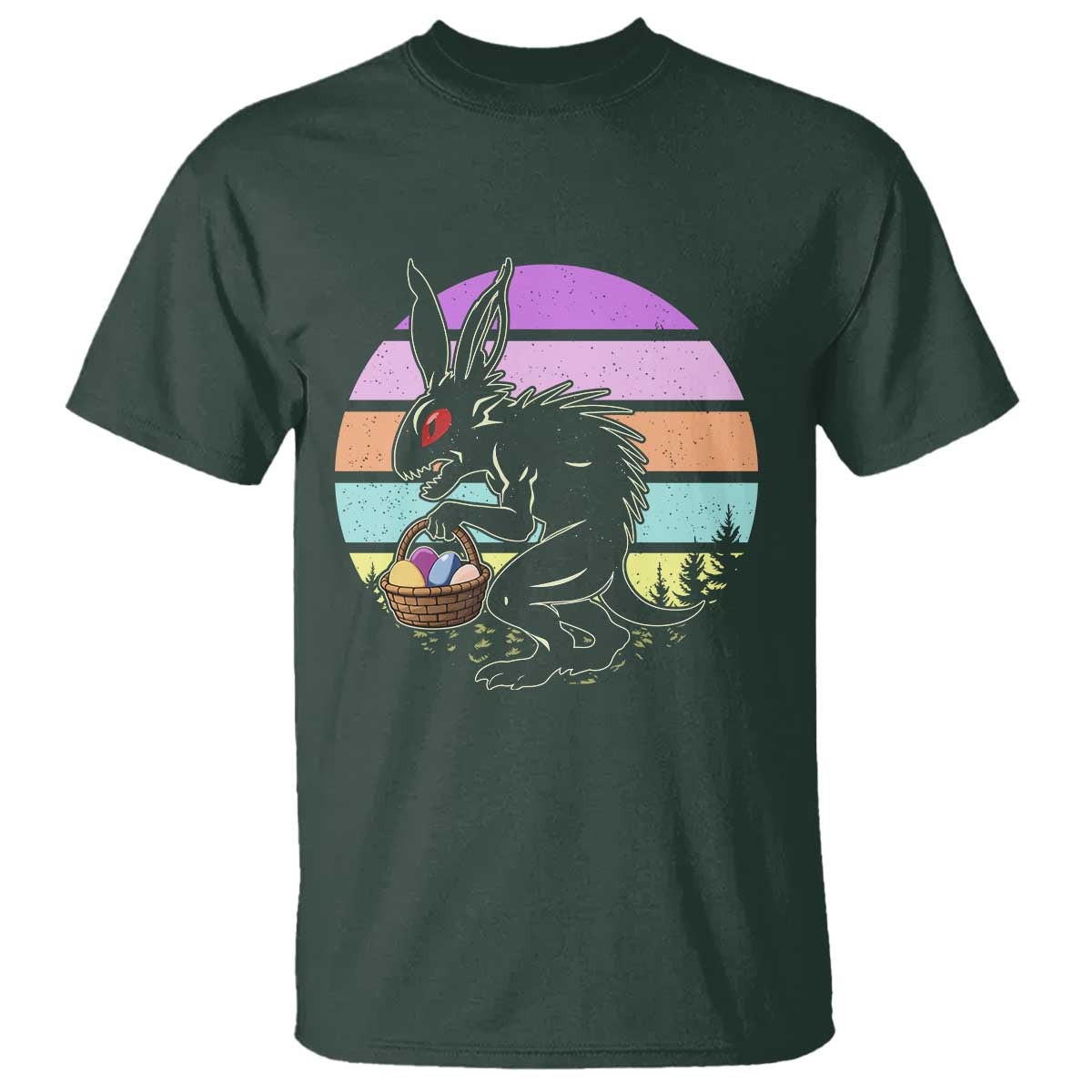 Retro Sunset Chupacabra Easter Egg Hunt T Shirt Cryptid Lover Gift