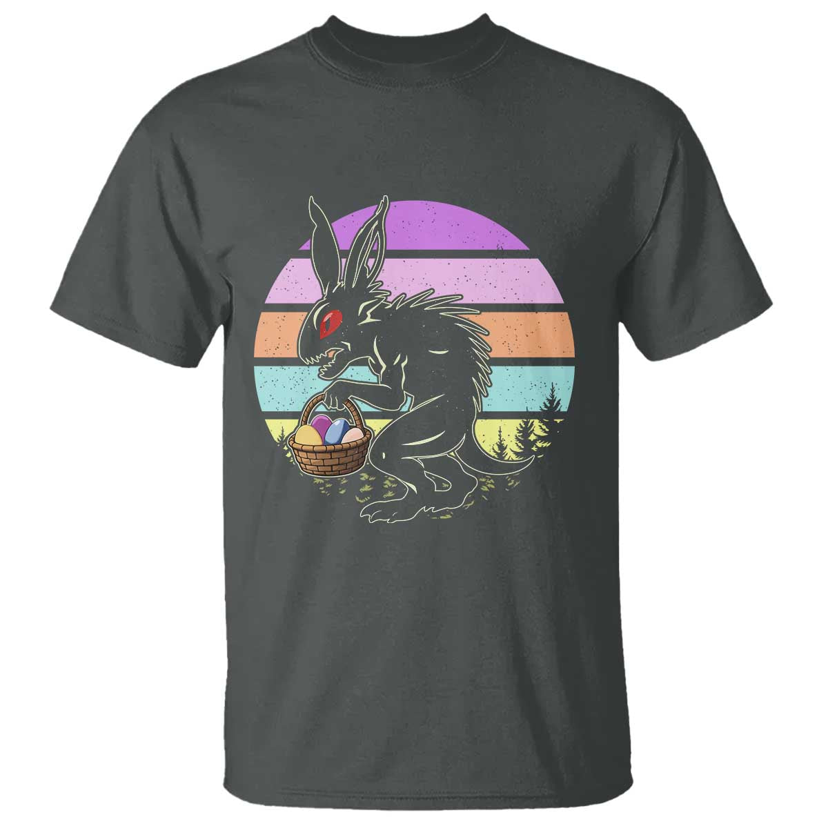 Retro Sunset Chupacabra Easter Egg Hunt T Shirt Cryptid Lover Gift