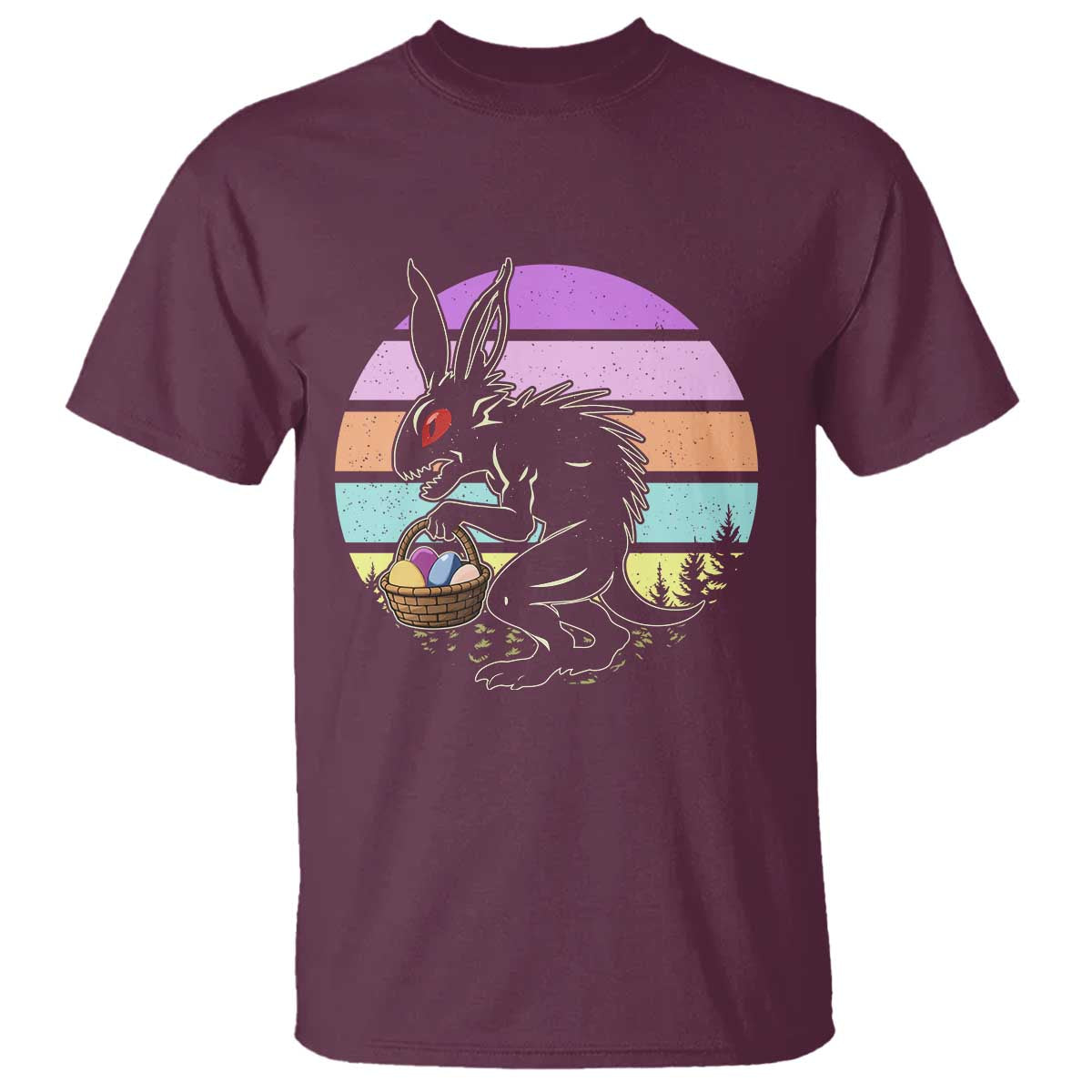 Retro Sunset Chupacabra Easter Egg Hunt T Shirt Cryptid Lover Gift