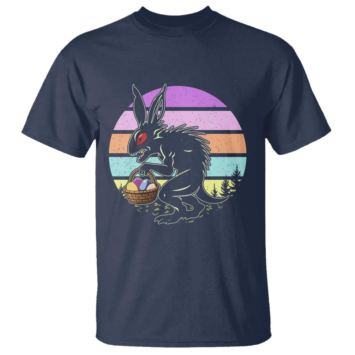 Retro Sunset Chupacabra Easter Egg Hunt T Shirt Cryptid Lover Gift