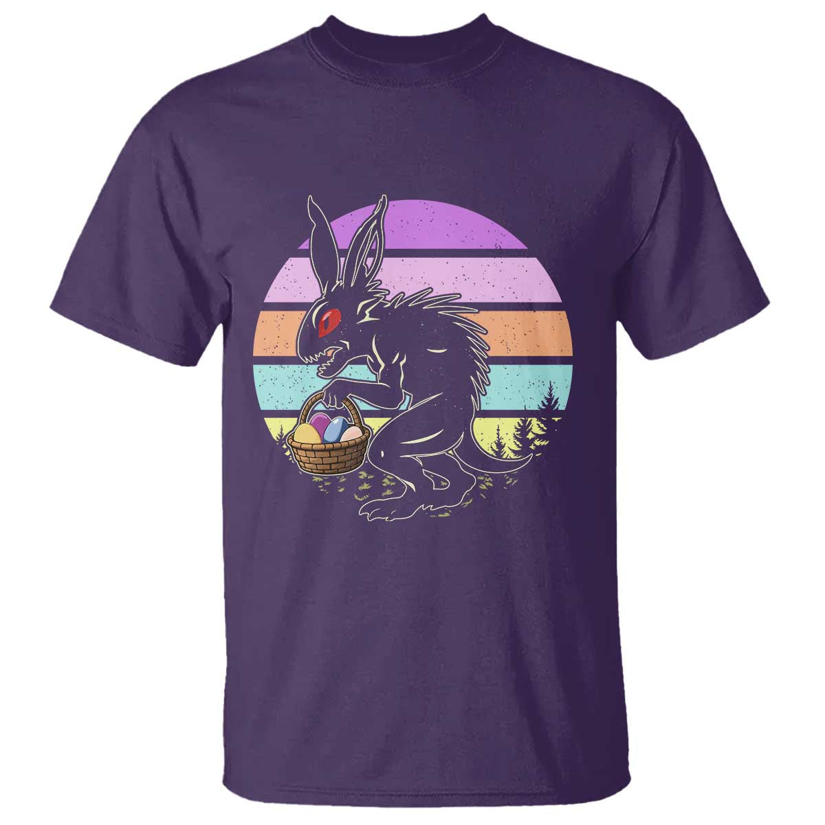 Retro Sunset Chupacabra Easter Egg Hunt T Shirt Cryptid Lover Gift