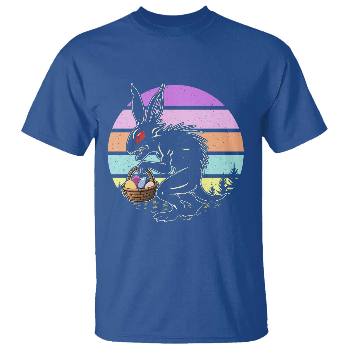 Retro Sunset Chupacabra Easter Egg Hunt T Shirt Cryptid Lover Gift