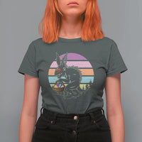 Retro Sunset Chupacabra Easter Egg Hunt T Shirt For Women Cryptid Lover Gift