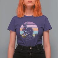 Retro Sunset Chupacabra Easter Egg Hunt T Shirt For Women Cryptid Lover Gift
