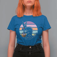 Retro Sunset Chupacabra Easter Egg Hunt T Shirt For Women Cryptid Lover Gift
