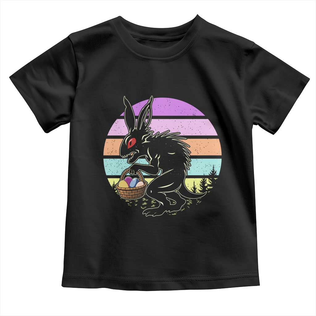 Retro Sunset Chupacabra Easter Egg Hunt Toddler T Shirt Cryptid Lover Gift