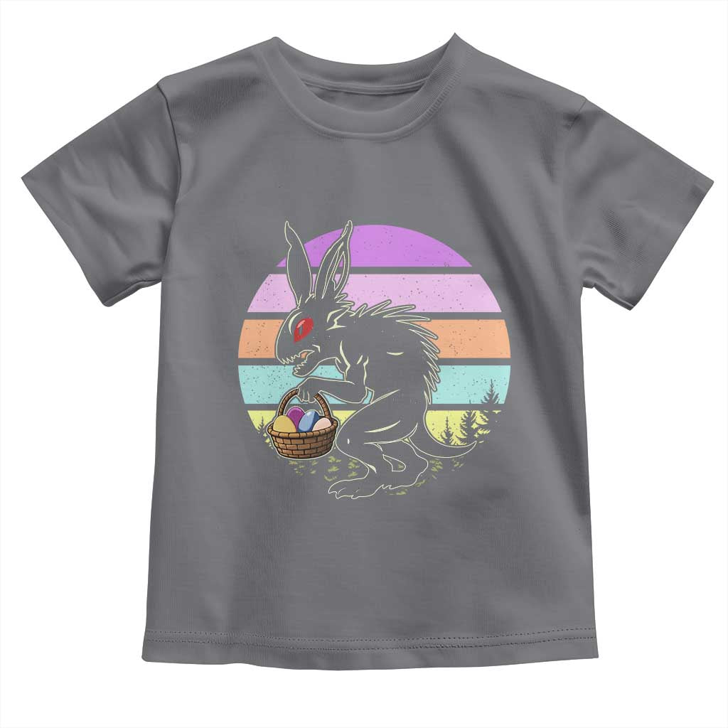 Retro Sunset Chupacabra Easter Egg Hunt Toddler T Shirt Cryptid Lover Gift