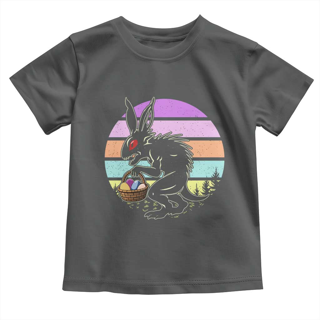 Retro Sunset Chupacabra Easter Egg Hunt Toddler T Shirt Cryptid Lover Gift
