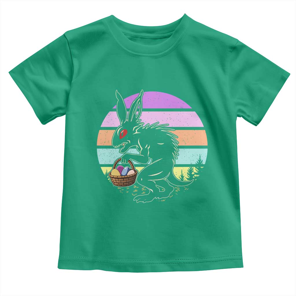 Retro Sunset Chupacabra Easter Egg Hunt Toddler T Shirt Cryptid Lover Gift