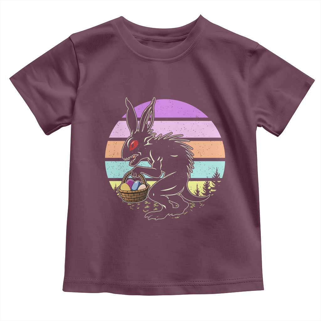 Retro Sunset Chupacabra Easter Egg Hunt Toddler T Shirt Cryptid Lover Gift