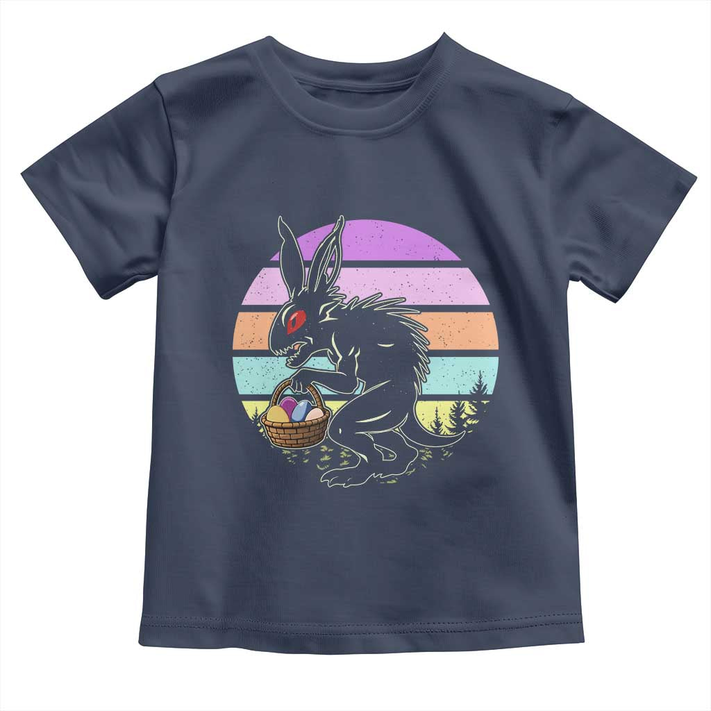 Retro Sunset Chupacabra Easter Egg Hunt Toddler T Shirt Cryptid Lover Gift