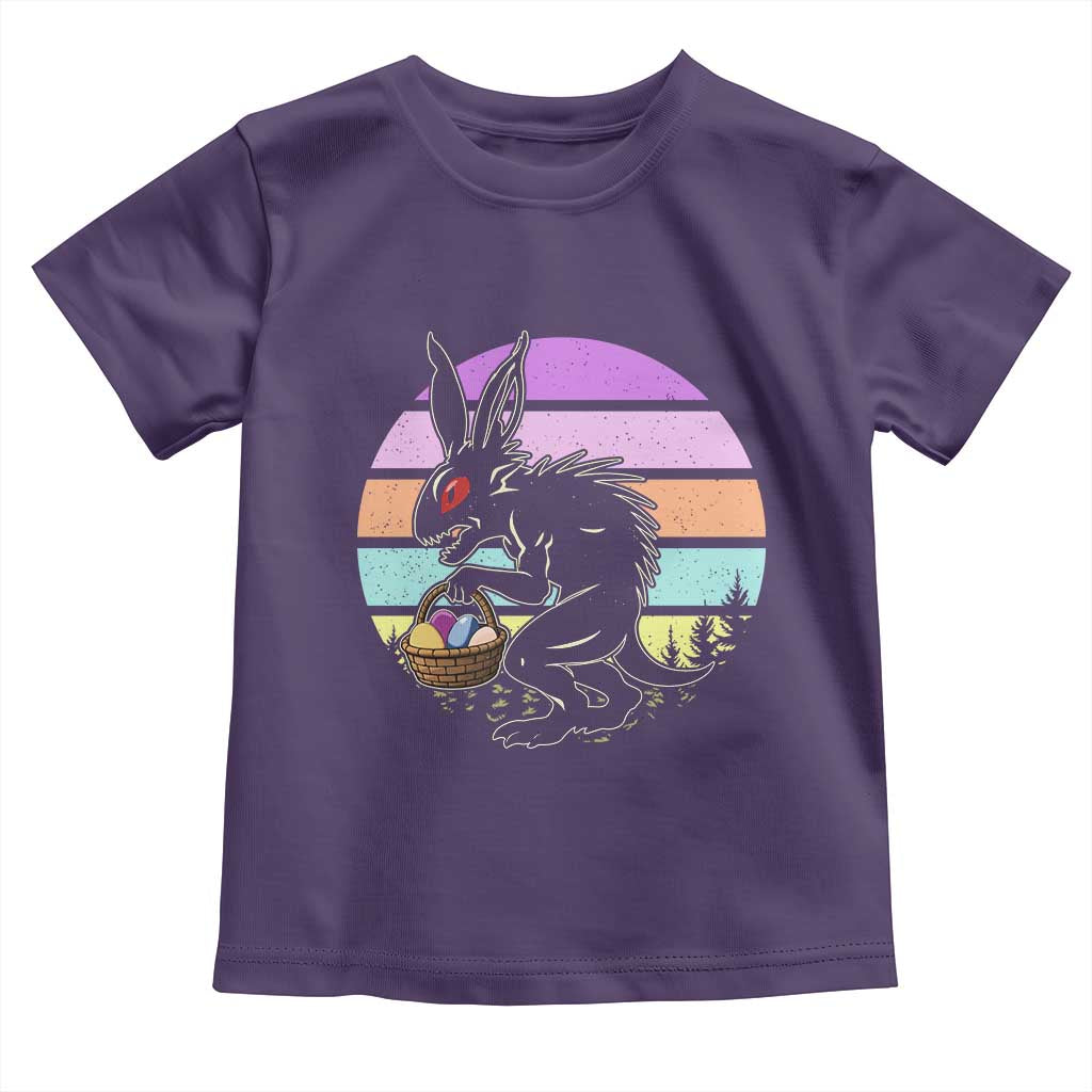 Retro Sunset Chupacabra Easter Egg Hunt Toddler T Shirt Cryptid Lover Gift