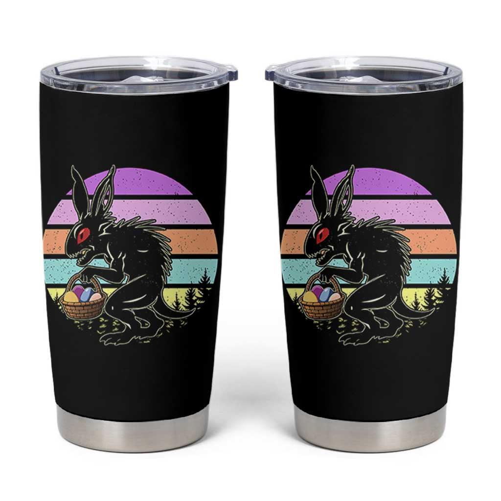 Retro Sunset Chupacabra Easter Egg Hunt Tumbler Cup Cryptid Lover Gift