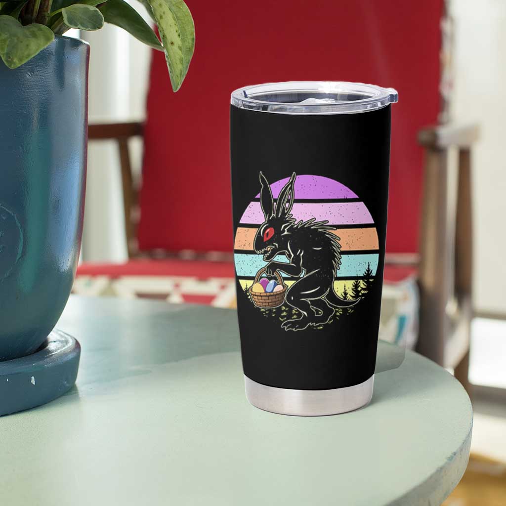 Retro Sunset Chupacabra Easter Egg Hunt Tumbler Cup Cryptid Lover Gift