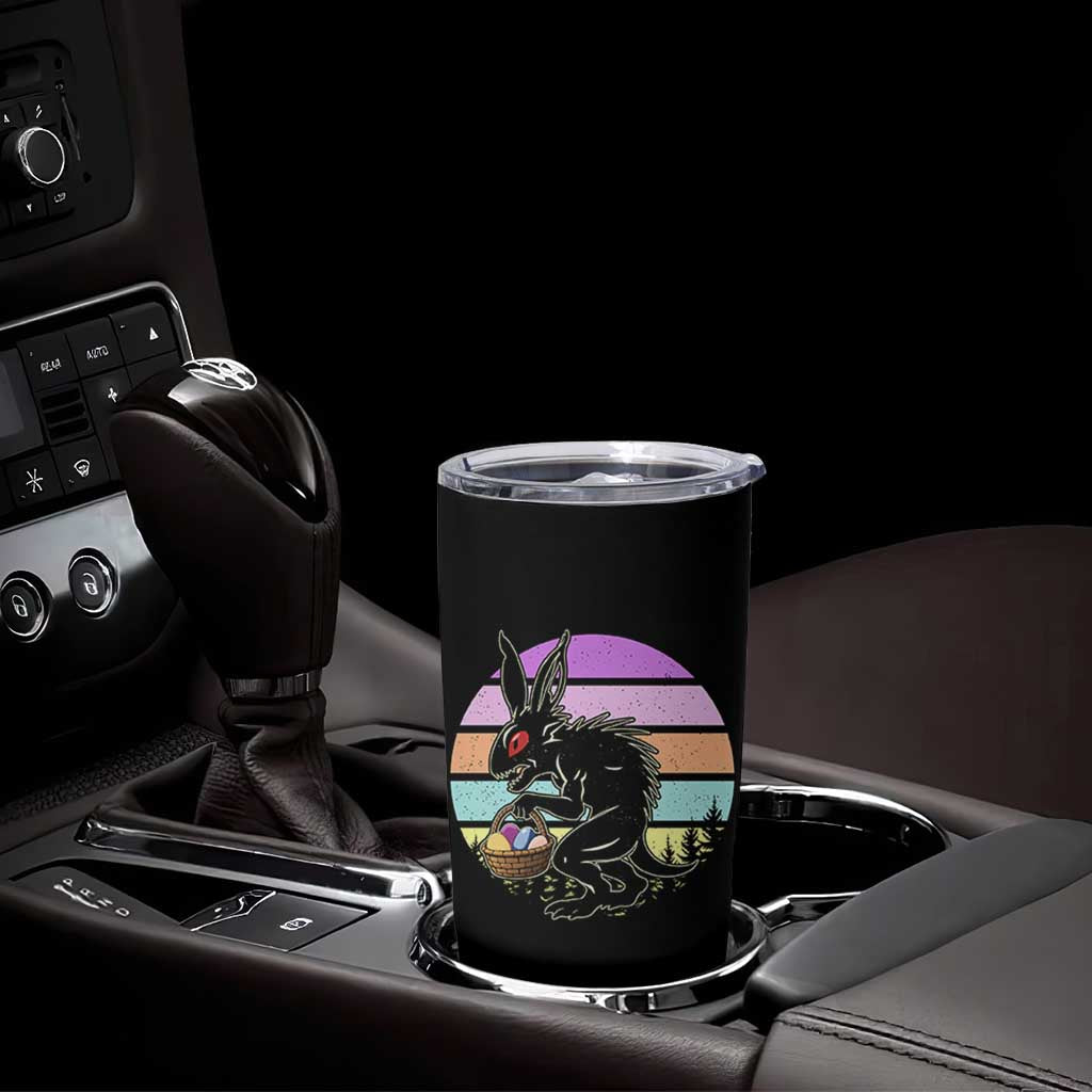 Retro Sunset Chupacabra Easter Egg Hunt Tumbler Cup Cryptid Lover Gift