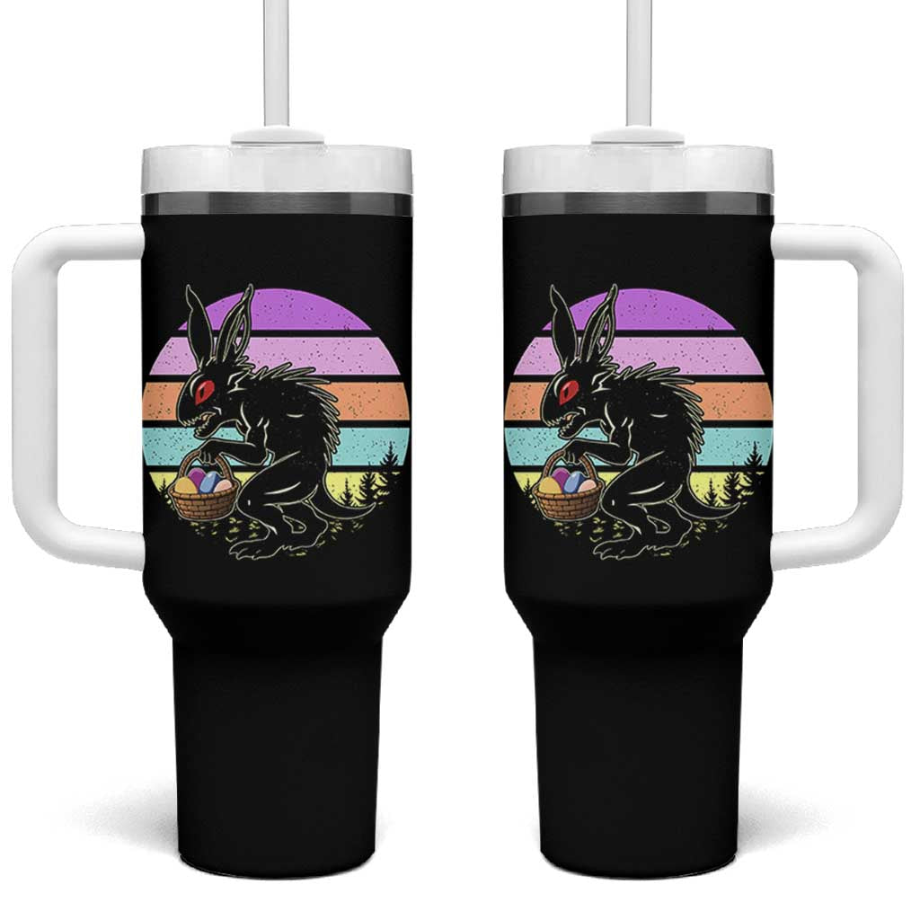 Retro Sunset Chupacabra Easter Egg Hunt Tumbler With Handle Cryptid Lover Gift