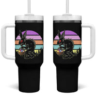 Retro Sunset Chupacabra Easter Egg Hunt Tumbler With Handle Cryptid Lover Gift